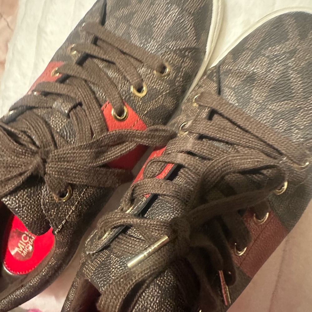 Brown And Red Patterned Sneakers - image 3